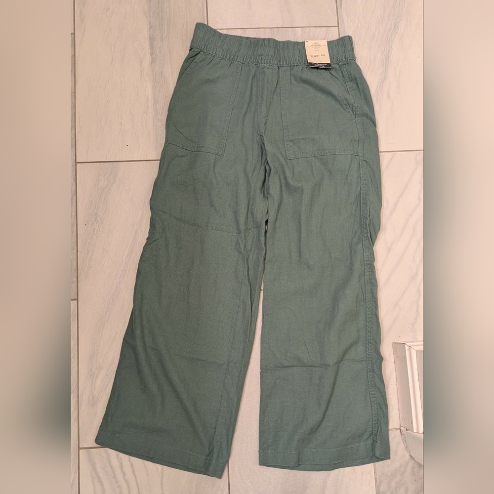 NWT Womens St.Johns Bay Wide Leg Cargo Pants Laurel Wreath Green Petite Small - Picture 6 of 6